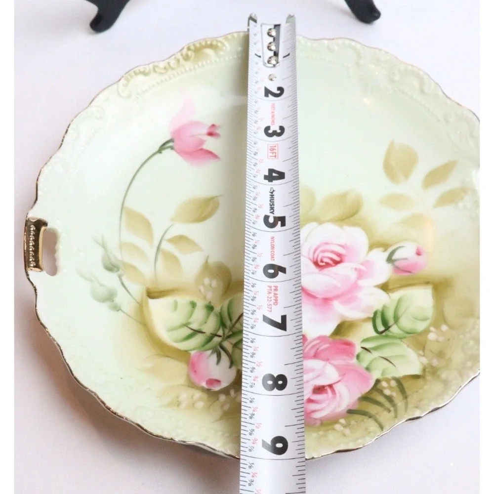 Antique Lefton Floral Decorative Cake Plate Hand Painted Art Deco